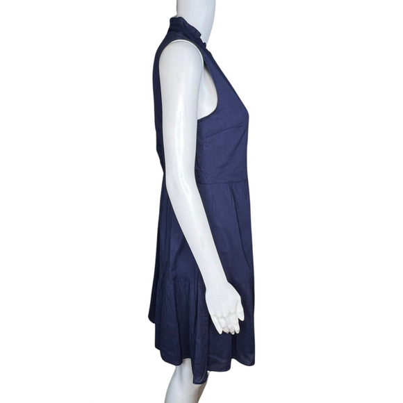 Ellsworth‎ + Ivey Dress Women Small Navy Blue Ruffle Neutral Boho Peasant Preppy - Picture 2 of 8